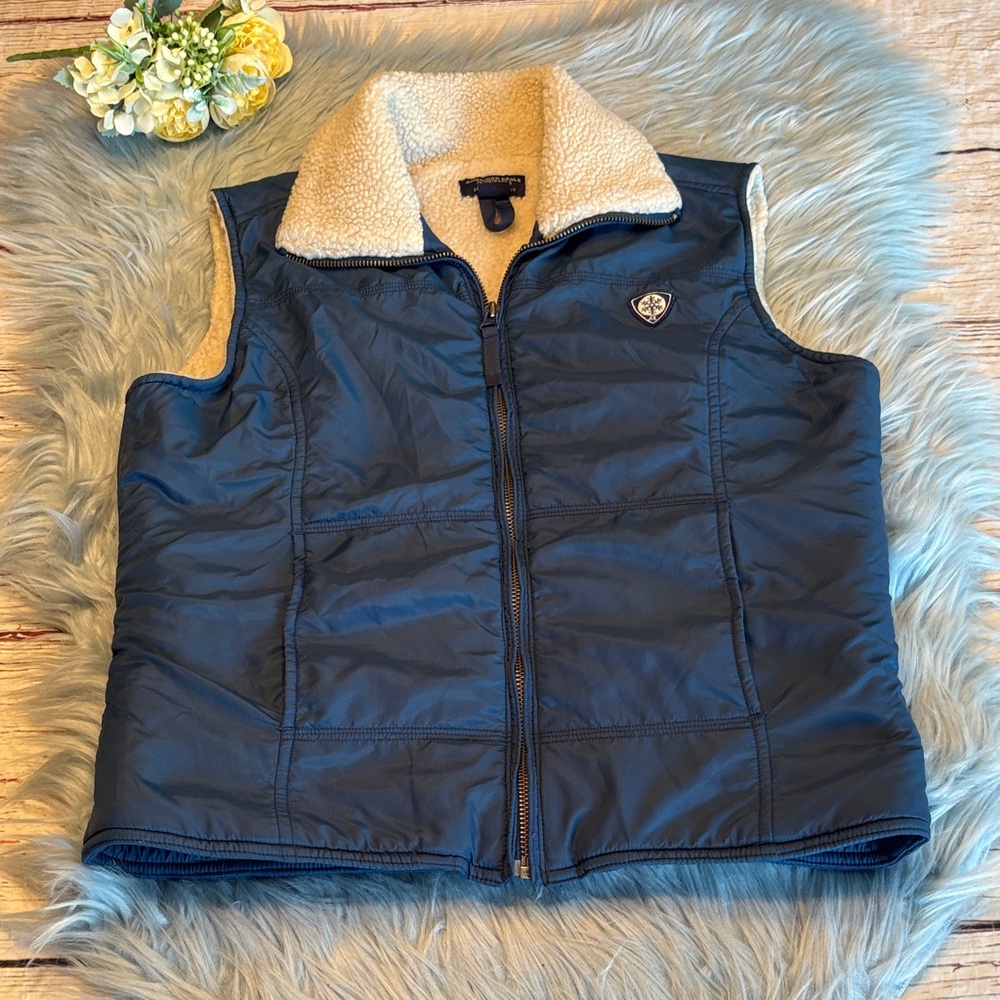 Vintage American Eagle Outfitters Navy Cream Sherpa Vest sz S